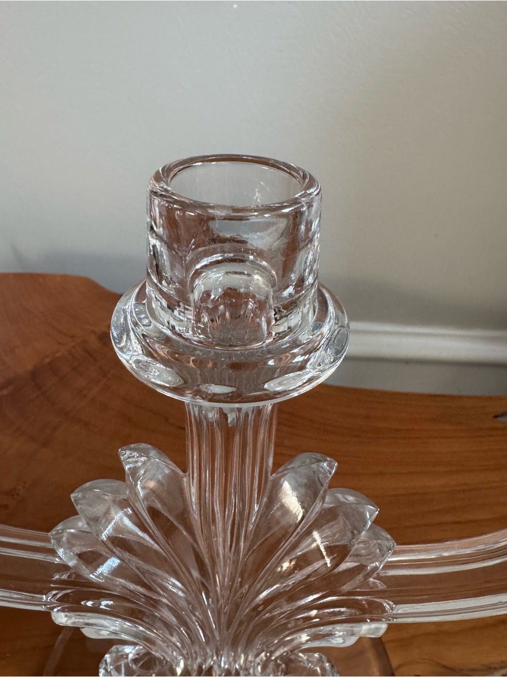 Vintage Clear Triple Light Candlestick Elegant Glass Candelabra - Picture 5 of 7